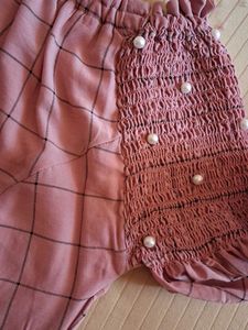 Pink Plaid Off-Shoulder Top