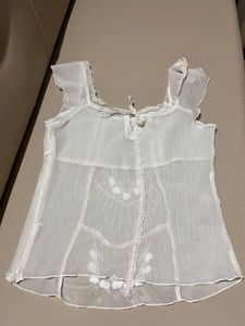 Sheer White Embroidered Top