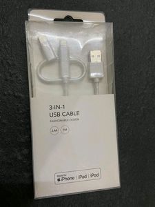 3 In 1 USB Cable Type C , B and Iphone