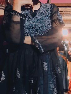 Black Chikankari Short Kurti🖤