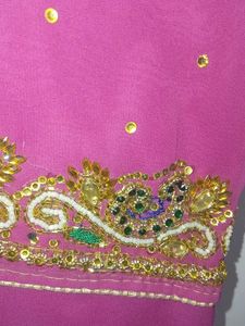 Elegant Pink Embroidered Saree