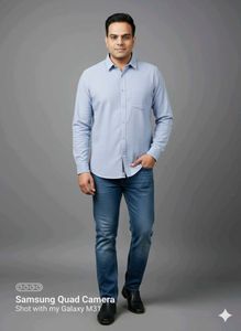 Stylish men's solid formal light blue shirt