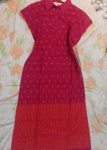 Pink And Orange 2 Layered Dress/Kurti, Size-XS