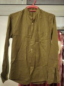 Olive Green Mandarin Collar Shirt