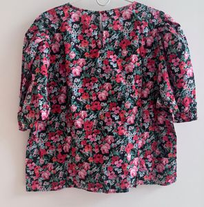 ZARA Floral Smocked Blouse
