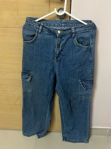Blue Denim Cargo Pants
