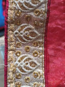 Net Saree.... In Two Colour Mix.. Red &amp; Blue ..