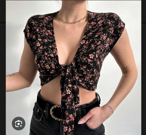 Floral Tie-Front Crop Top
