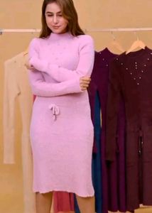 Winter Woolen Soft Full Sleeves One Piece