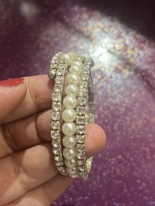 Elegant Pearl & Rhinestone Cuff Bracelet