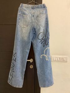 H&amp;M Graffiti Baggy Jeans