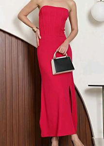 S-size Chic Red Midi Dress