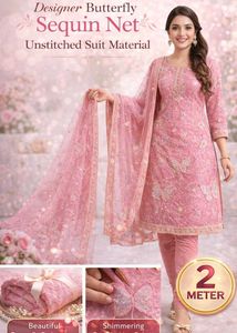 2 Meter Pink Sequin Butterfly Suit Material