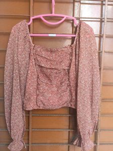 Floral Long Sleeve Crop Top