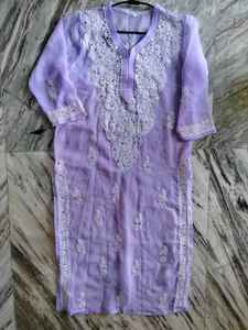 Chikankari Kurti With Inner🪻💜