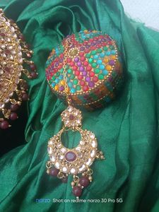 Beautiful Maroon And Gold Necklace Set