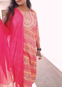 Pink Embroidered Kurta Set