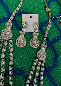 white diamond &amp; kundan Jewellery Set