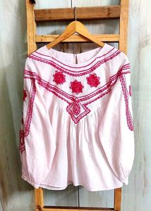 Embroidered Pink Peasant Blouse size-46-48