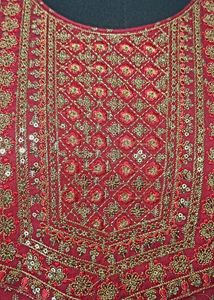 Brand New Rayon Embroidered Kurti - Maroon Red