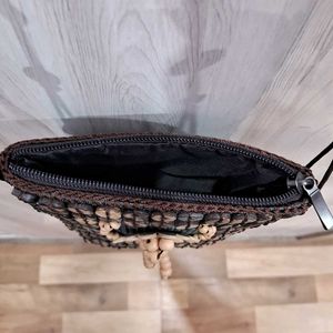 Brown Beaded Slingbag