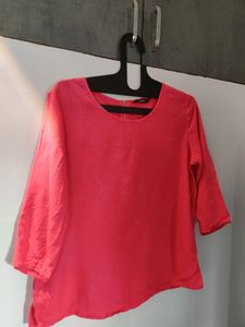 Dark Pink Colour T-shirt Cum Kurti For Girls