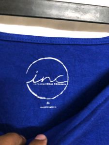 Blue Cold Shoulder Top
