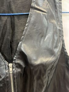 Black Faux Leather Cropped Vest