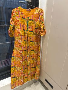 Yellow Printed Kurta
