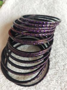Purple Glitter Bangles Set
