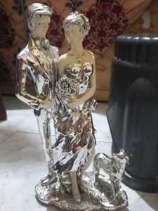 Silver Wedding Couple Figurine