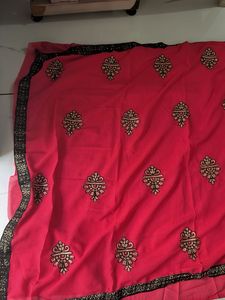 Elegant Pink Saree with Embroidery