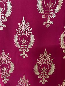 Ziyaa Dark Pink &amp; Gold Printed Kurta (S)