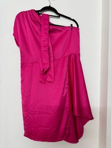 Women Pink One-Shoulder Mini Dress