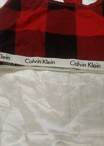 Calvin Klein Red Buffalo Plaid Sports Bra