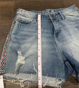 Denim Shorts with Tribal Print
