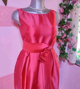 Pink Bow Waist Cocktail Dress