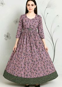 Floral Printed Semi-stitched Anarkali Gown