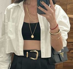 Cropped White Button-Up Shirt