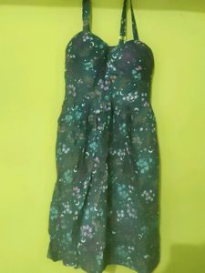 Mini Floral Green Stripped Dress