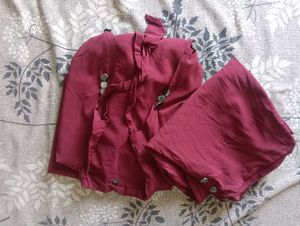 Maroon styled shrug Set along with pant