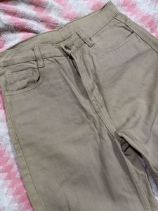 Beige Baggy Leg Jeans