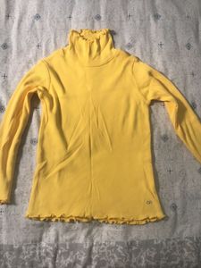 Yellow Ruffle Turtleneck Top