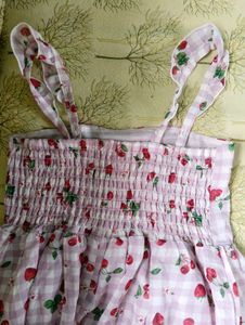 Girls Lavender Lolita Cherry Checkered Dress