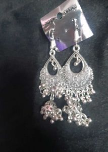 Boho Silver Jhumka Earrings,used