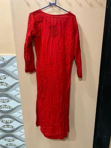 Red Embroidered Kurta