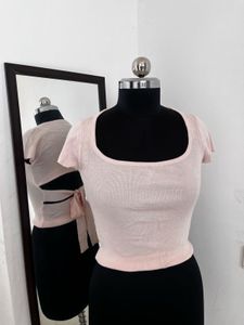 Pink Top Back Tie Up Detail