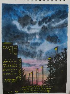 Set of 2 Watercolor Forest Painting+  c