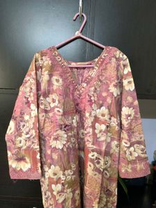Floral Print Kurta With Pant & Dopatta