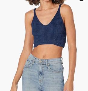 Navy Knit Crop Top